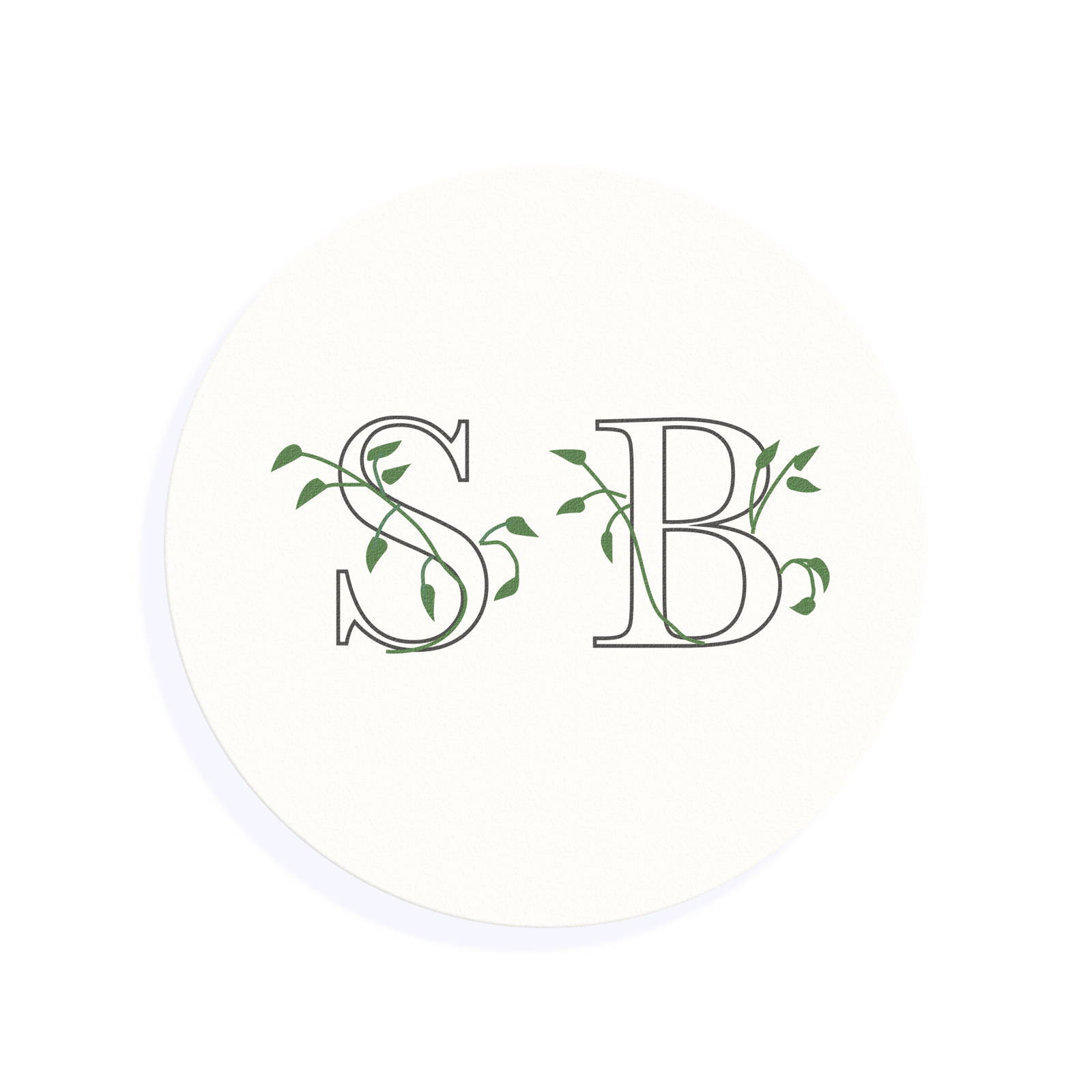 Floral Initials Wedding Drink Topper
