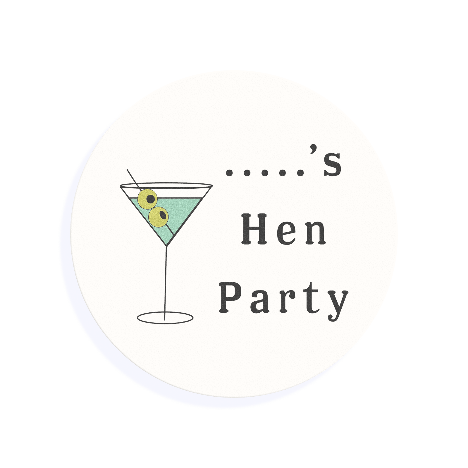 Edible Cocktail Toppers Hen 1.5 inch / 12 x 1.5 inch topper (0.42p each): £5.00 Martini Hen Party Drink Topper