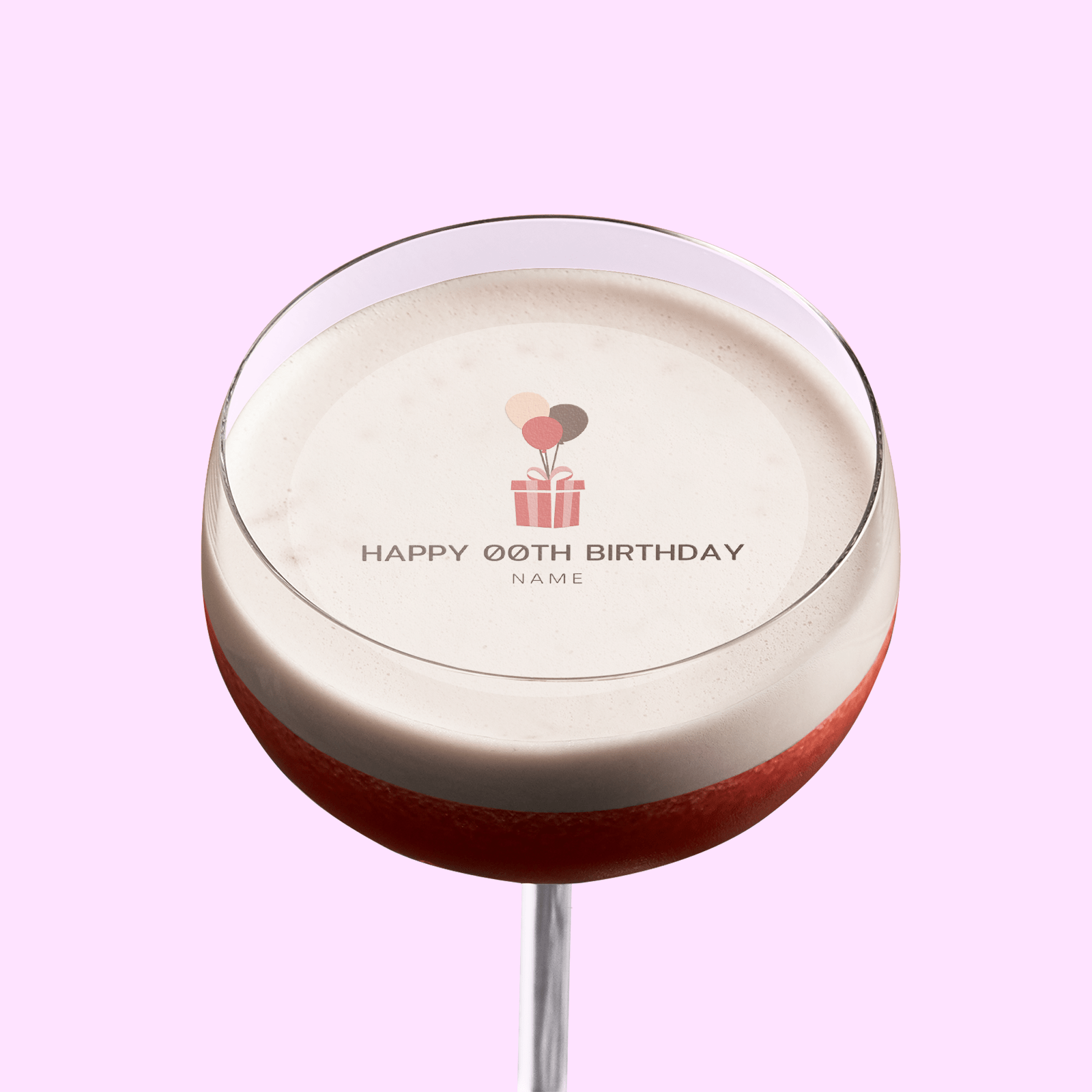 Edible Cocktail Toppers Personalise Balloon Box Birthday Drink Toppers
