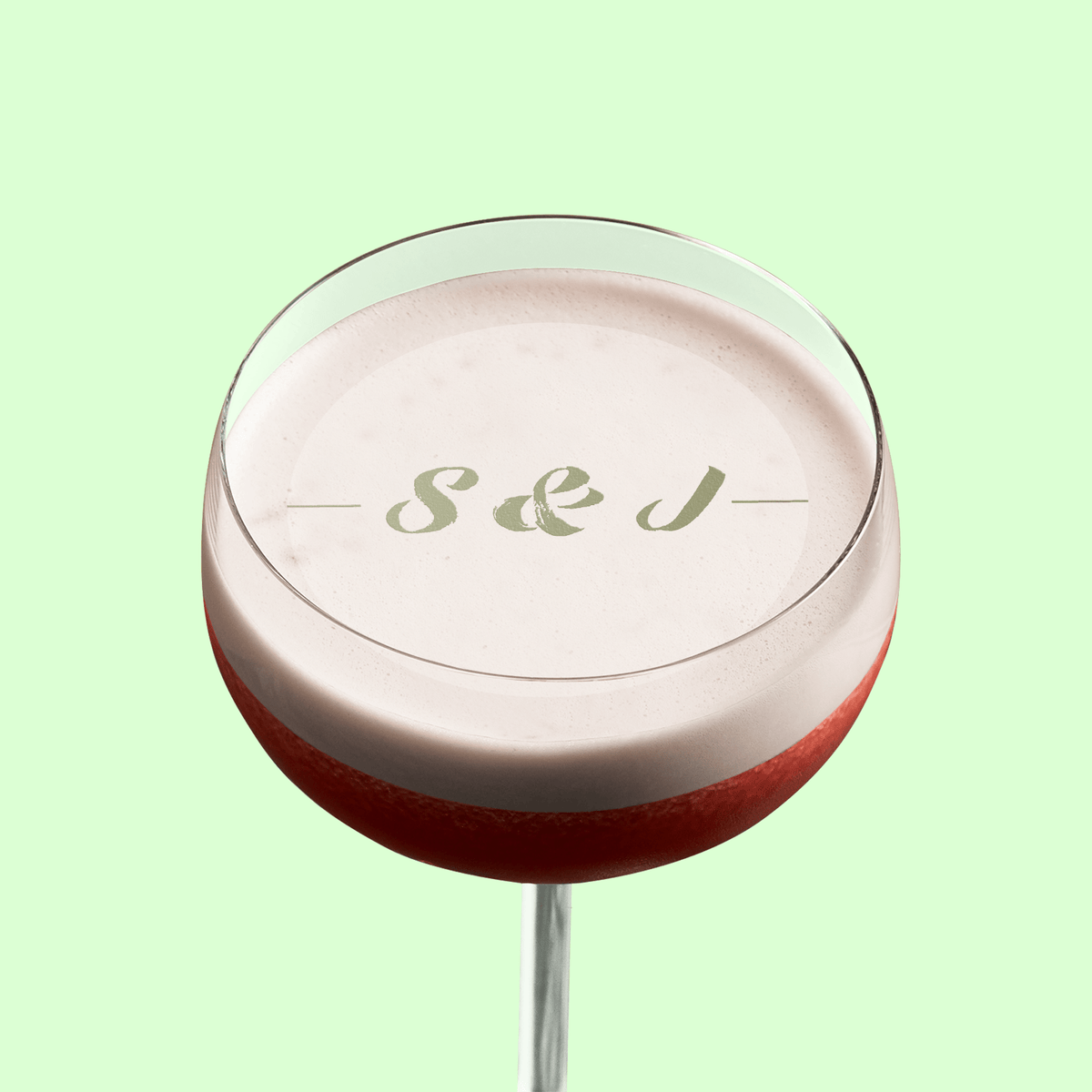 Edible Cocktail Toppers Personalise Green Initials Wedding Drink Topper