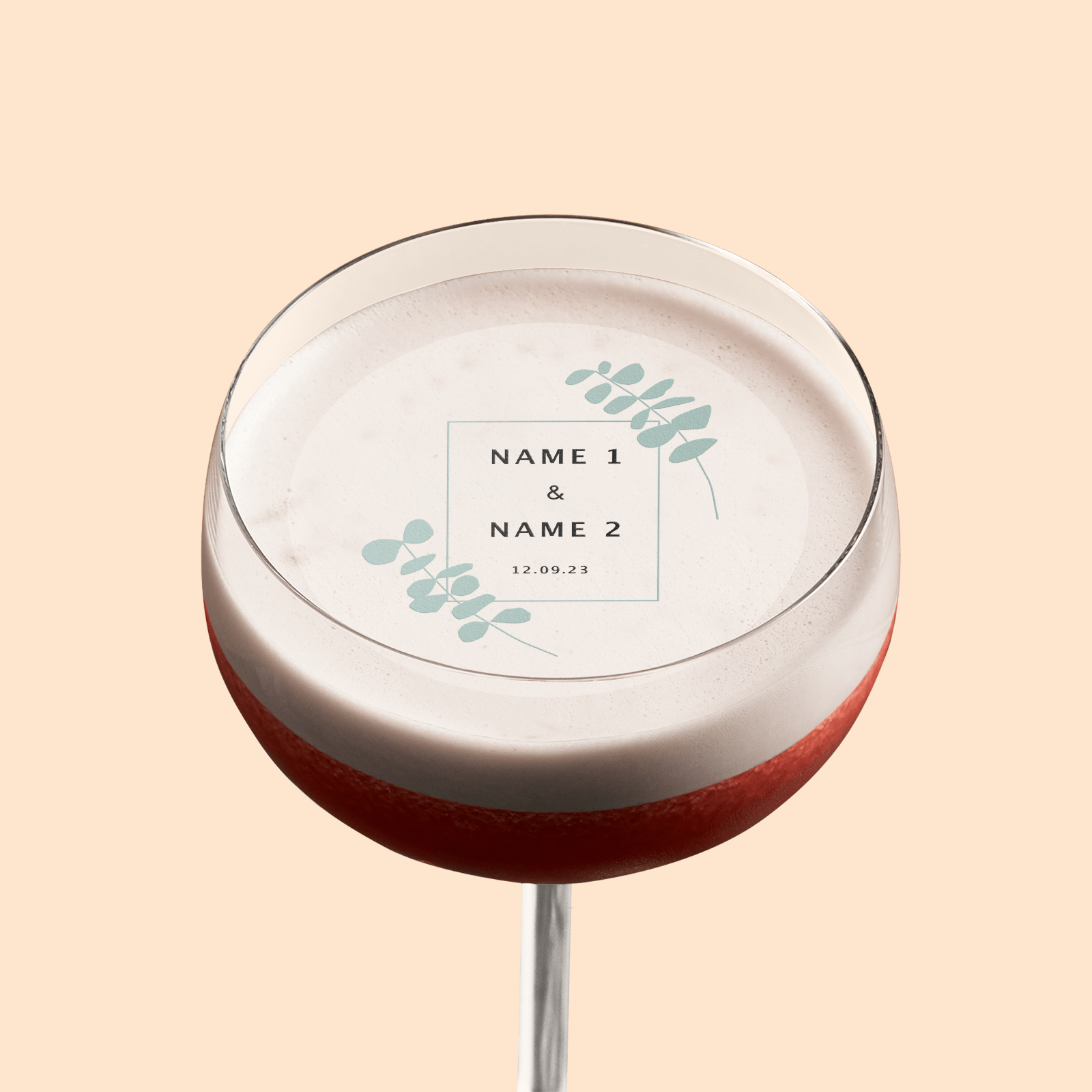 Edible Cocktail Toppers Personalise Leaves Wedding Drink Topper