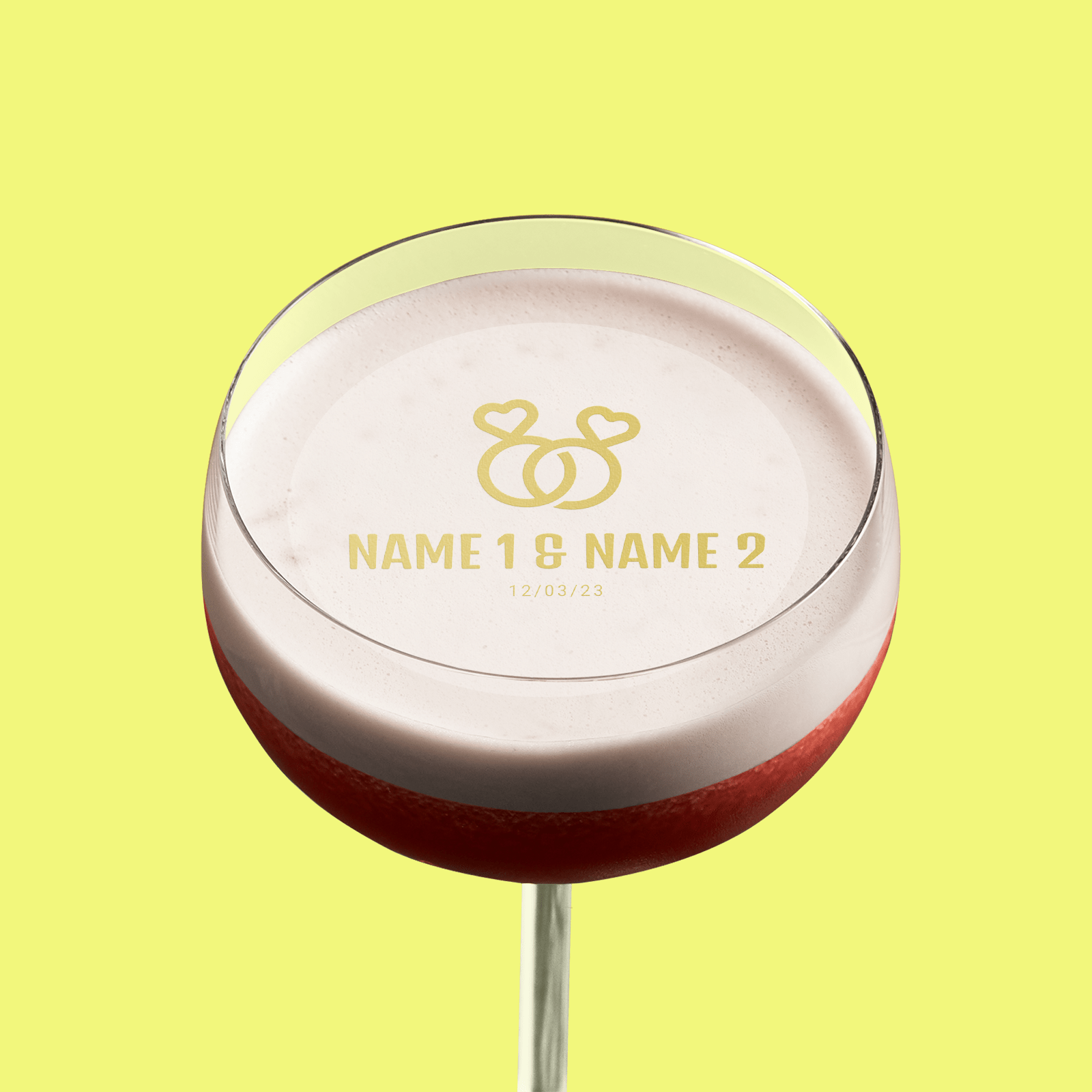 Edible Cocktail Toppers Personalise Love Heart Rings Wedding Drink Topper