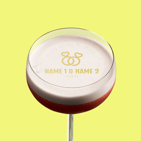 Edible Cocktail Toppers Personalise Love Heart Rings Wedding Drink Topper