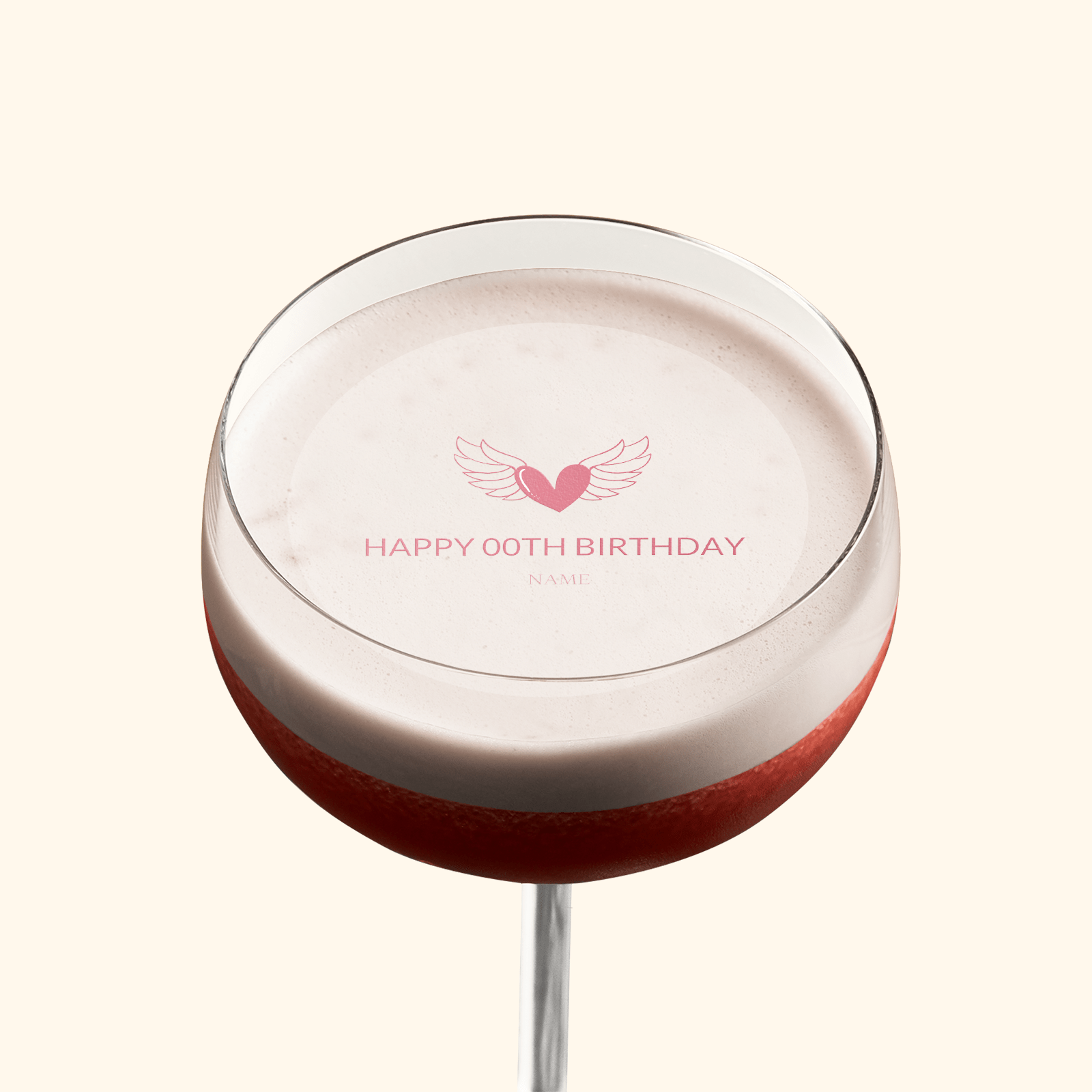 Edible Cocktail Toppers Personalise Angel Heart Birthday Drink Topper