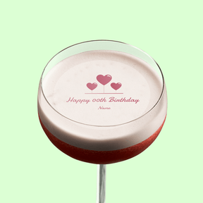 Edible Cocktail Toppers Personalise Cute Hearts Birthday Drink Topper