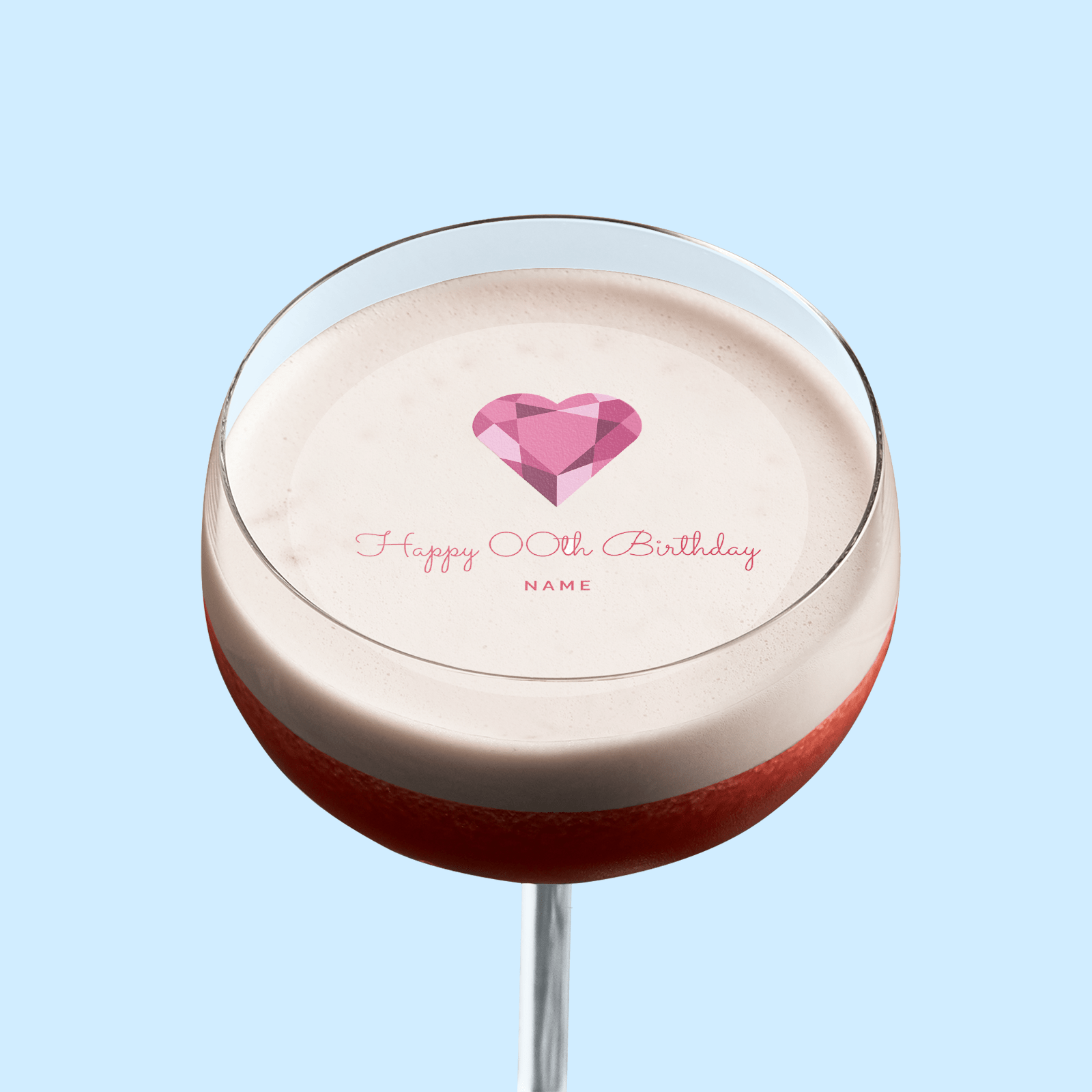 Edible Cocktail Toppers Personalise Diamond Heart Drink Topper