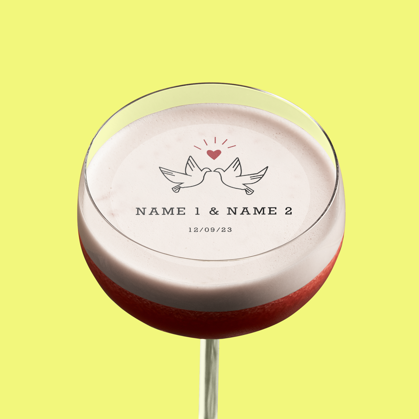Edible Cocktail Toppers Personalise Doves Wedding Drink Topper