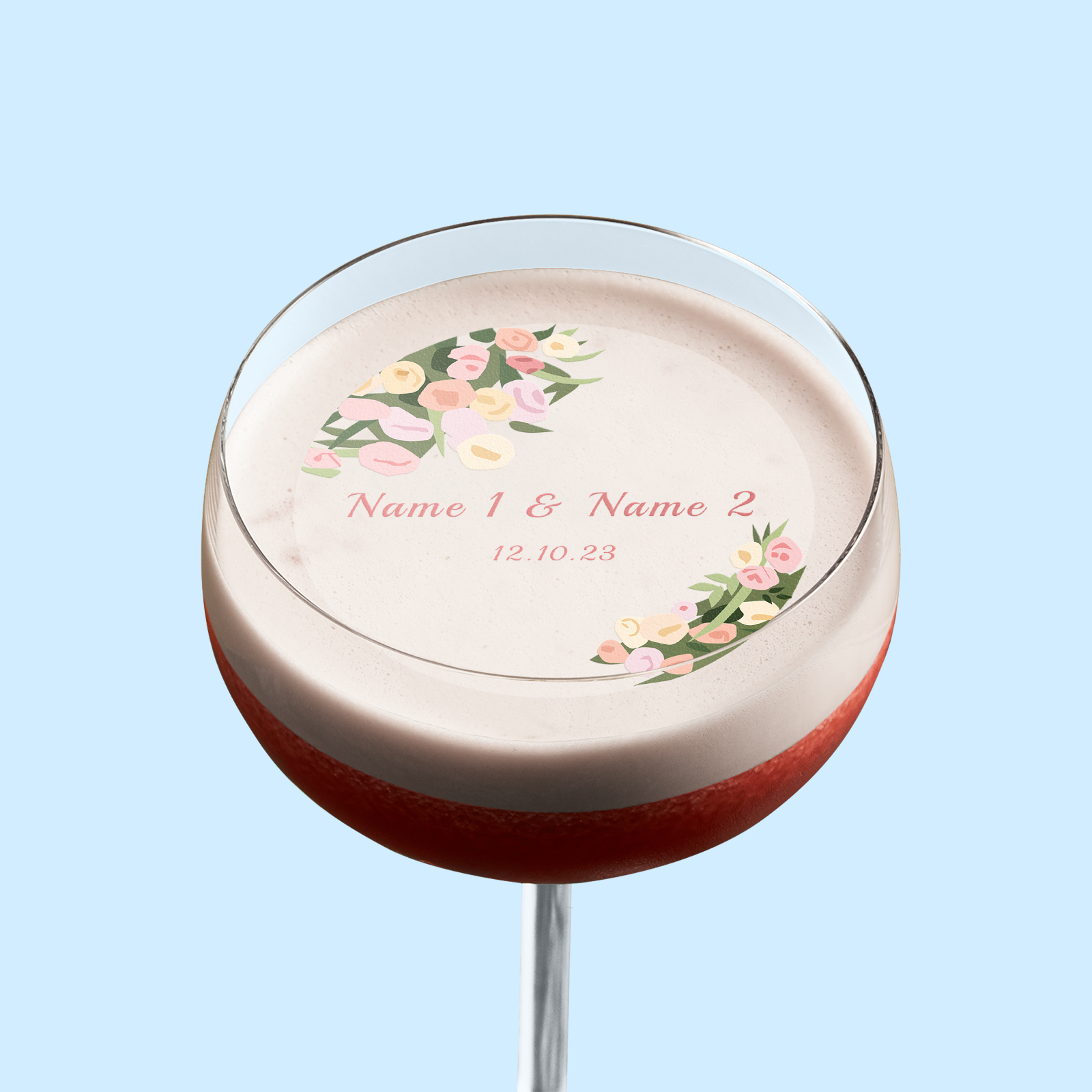 Edible Cocktail Toppers Personalise Floral Wedding Drink Topper