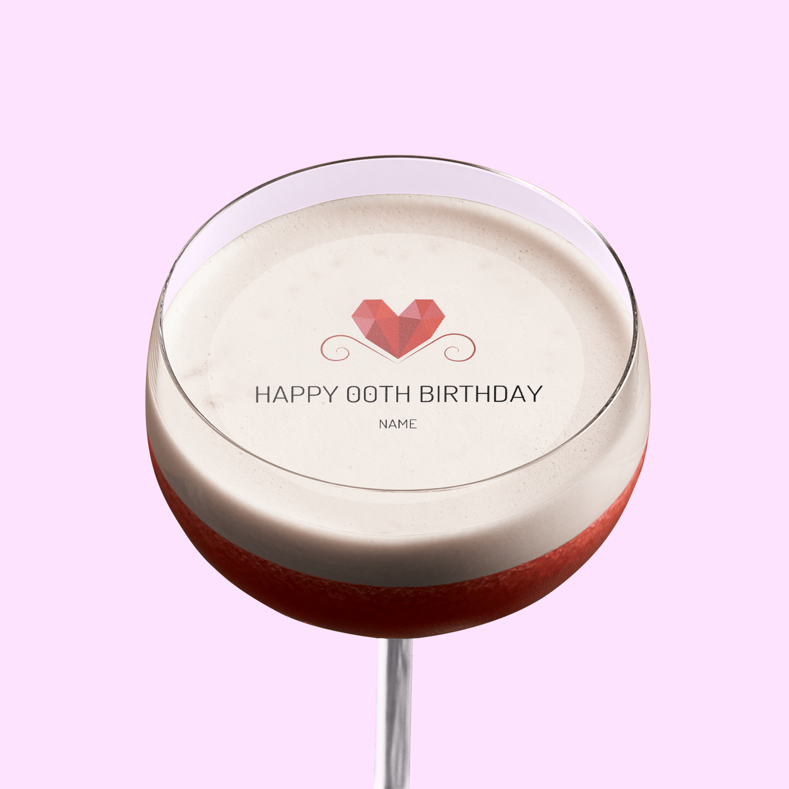 Edible Cocktail Toppers Personalise Geometric Heart Drink Topper