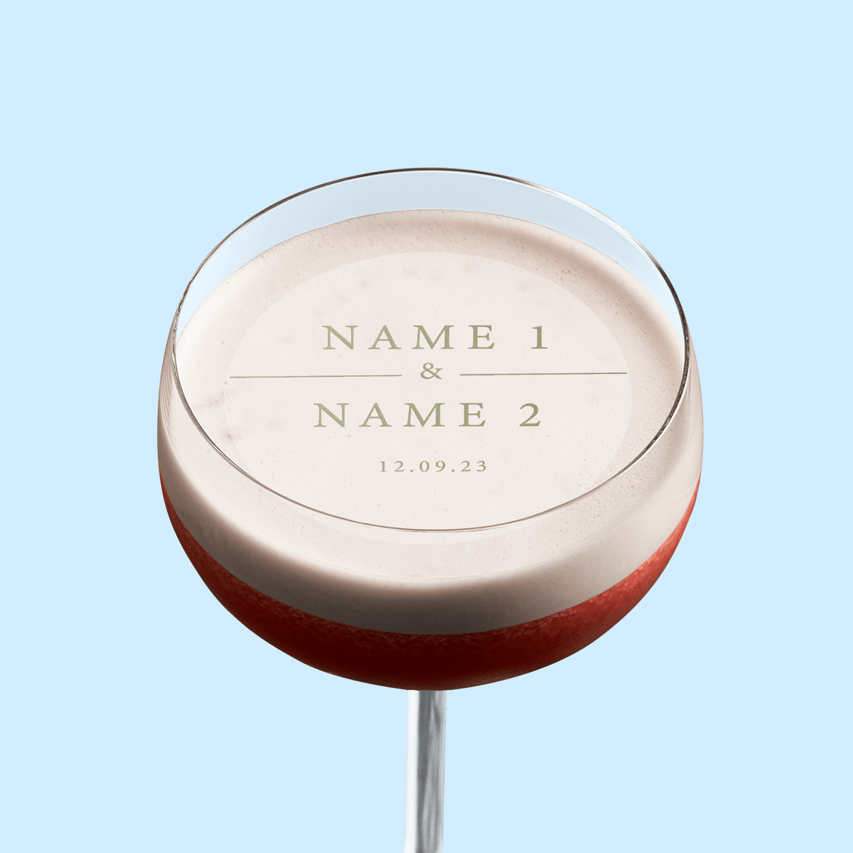 Edible Cocktail Toppers Personalise Green Minimalistic Wedding Drink Topper