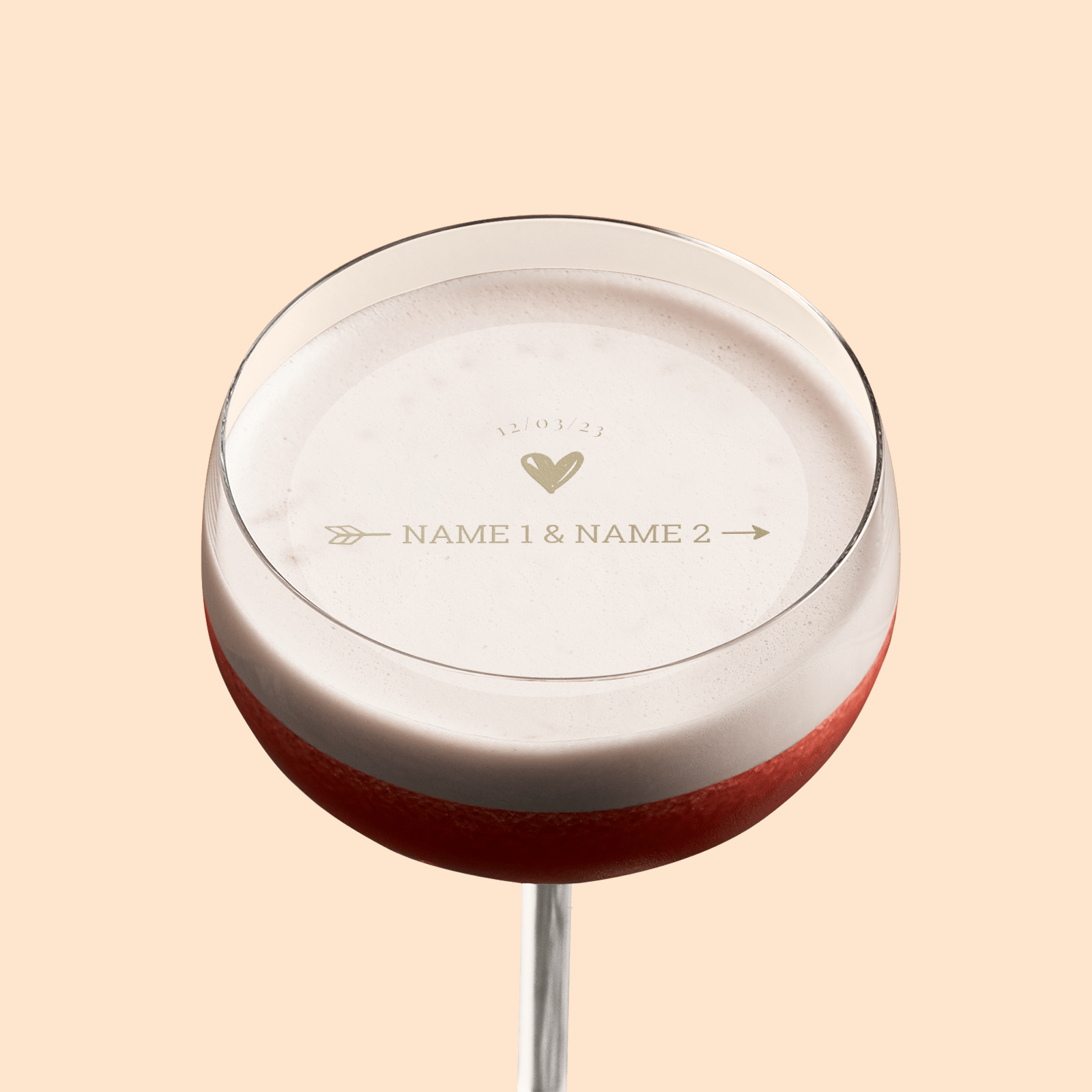 Edible Cocktail Toppers Personalise Heart & Arrow Wedding Drink Topper