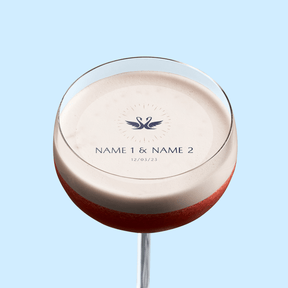 Edible Cocktail Toppers Personalise Kissing Swans Wedding Drink Topper