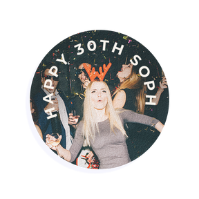 Edible Cocktail Toppers Personalise 1.5 inch / 12 x 1.5 inch topper (0.50p each): £6 Personalised Photo Drink Topper with Text