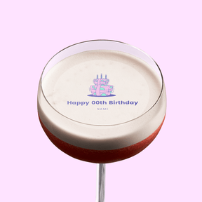 Edible Cocktail Toppers Personalise Pink Birthday Cake Drink Topper
