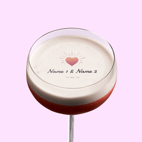 Edible Cocktail Toppers Personalise Shining Heart Wedding Drink Topper