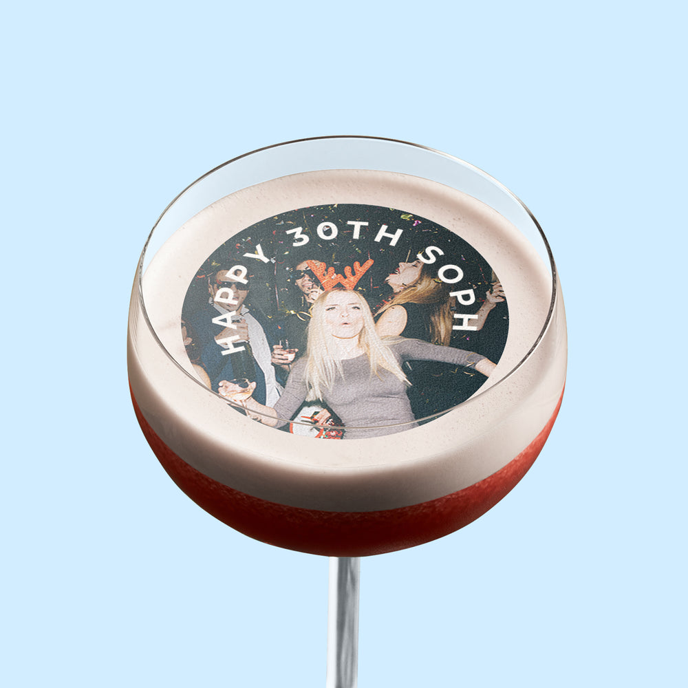 Personalised Photo Drink Topper Edible Cocktail Toppers