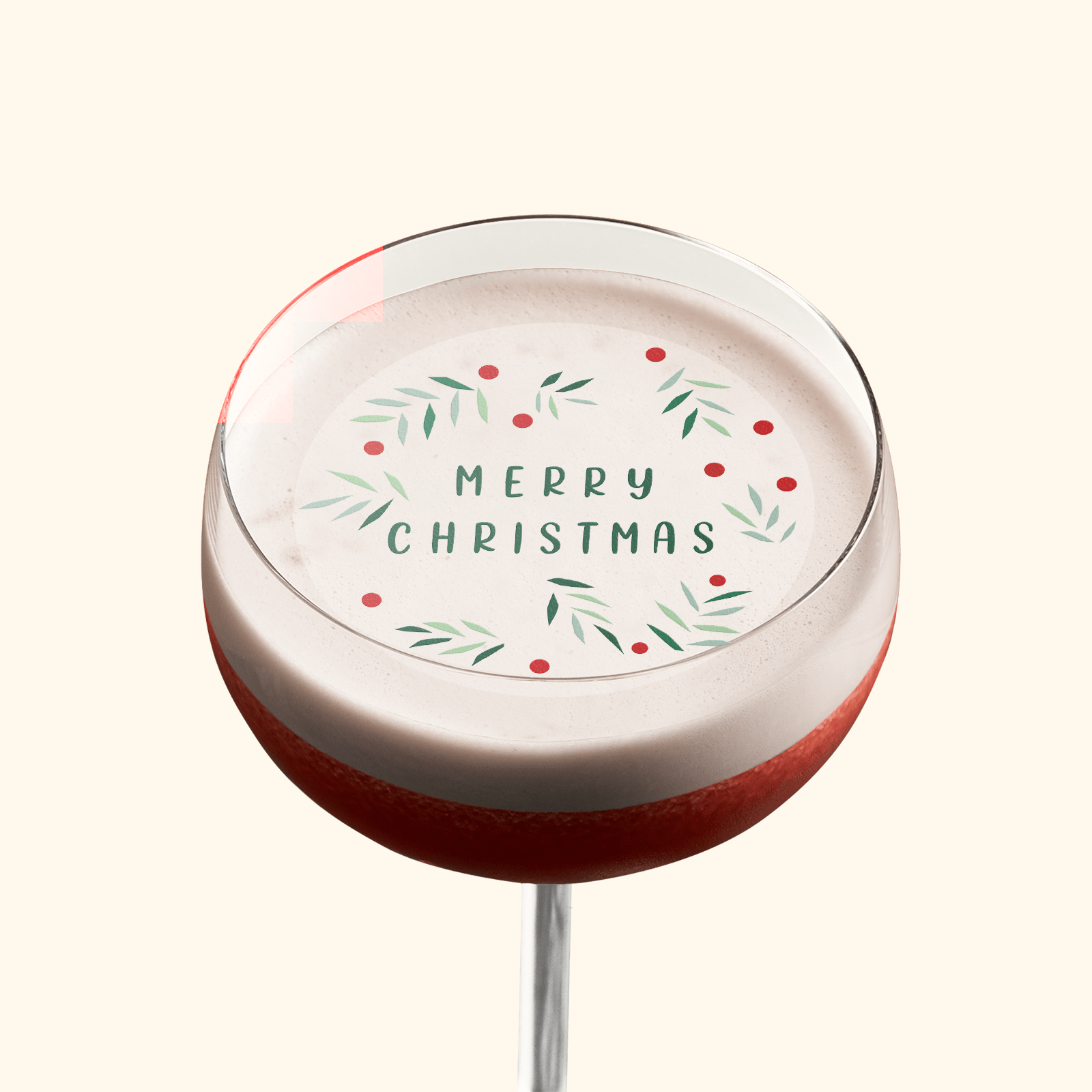 Merry Christmas EDIBLE Wafer drink topper, cocktail topper